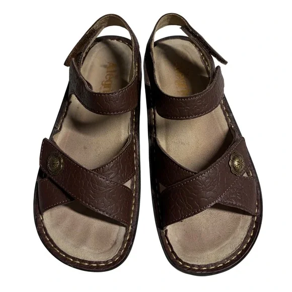 Alegria Lul-7608X Brown Leather Platform Sandals Womens 37 Adjustable Straps - Picture 4 of 11